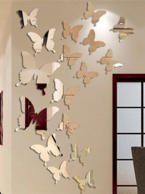 ✨ فراشات المرايا – 20 قطعة ديكور جداري لامعة